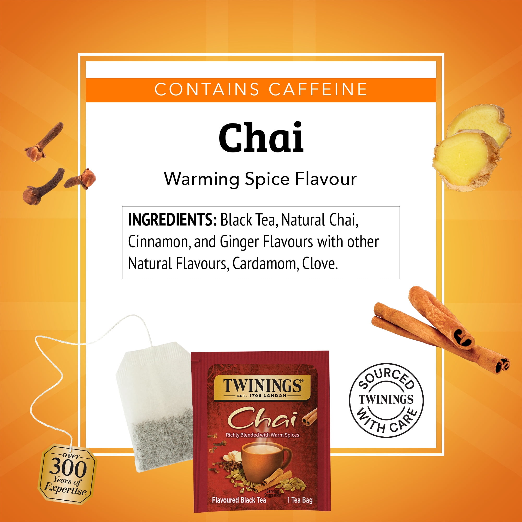 (4 pack) Twinings Chai Spiced Black Tea Bags, 20 Count Box