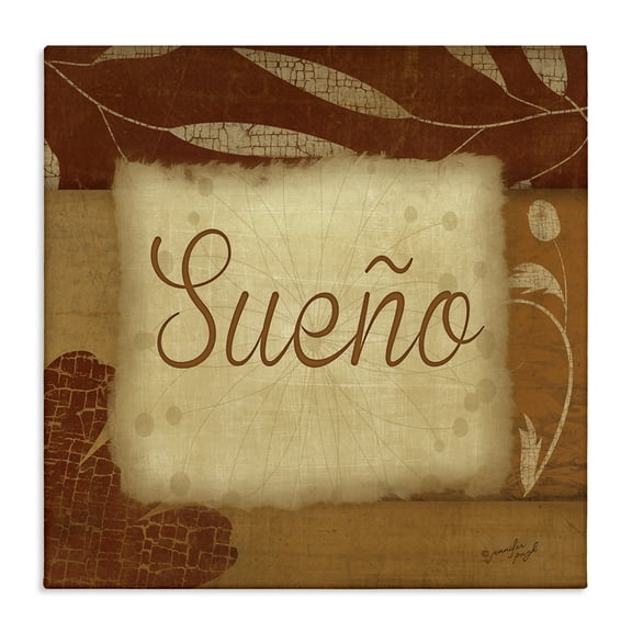 Stupell Industries Sueño con Flores Tradicionales Typography and Symbols Painting Wrapped Canvas Art Print Wall Art, 17 x 17