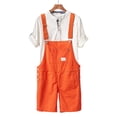 thumbnail image 4 of BOOMNY Mens Short Bib Overalls Wide Leg Short Jumpsuits for Men Loose Fit Adjustable Strap Solid Color Casual Shortalls With Pocket, 4 of 4