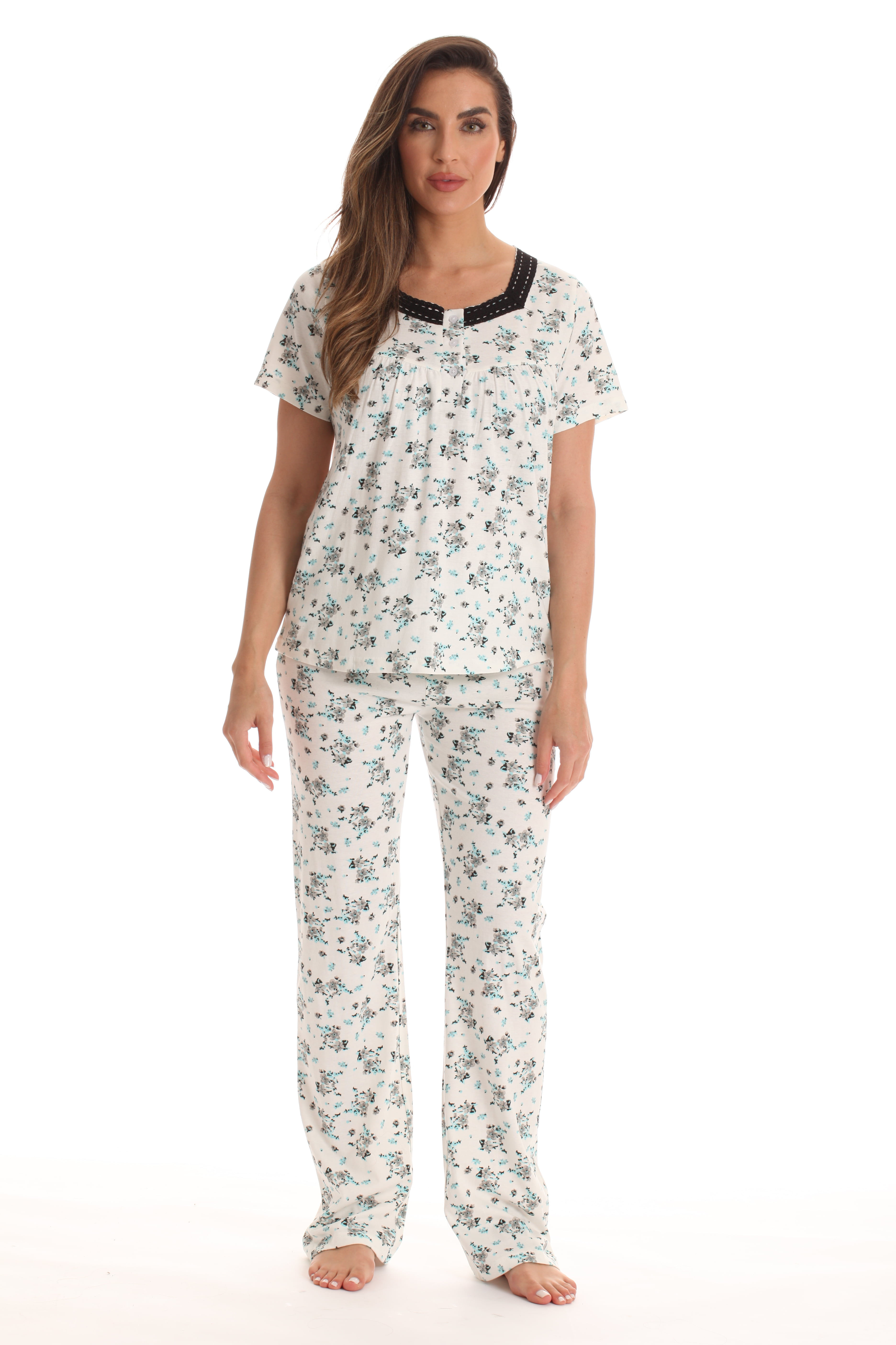 Dreamcrest 100% Cotton Pajama Pant Set for Women (Grey, X-Large ...