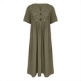thumbnail image 4 of QUNYINEY Short Sleeve Womens Summer Dresses Vintage Casual A-Line Dress Flowy Empire Waist V Neck Maxi Dresses, 4 of 5