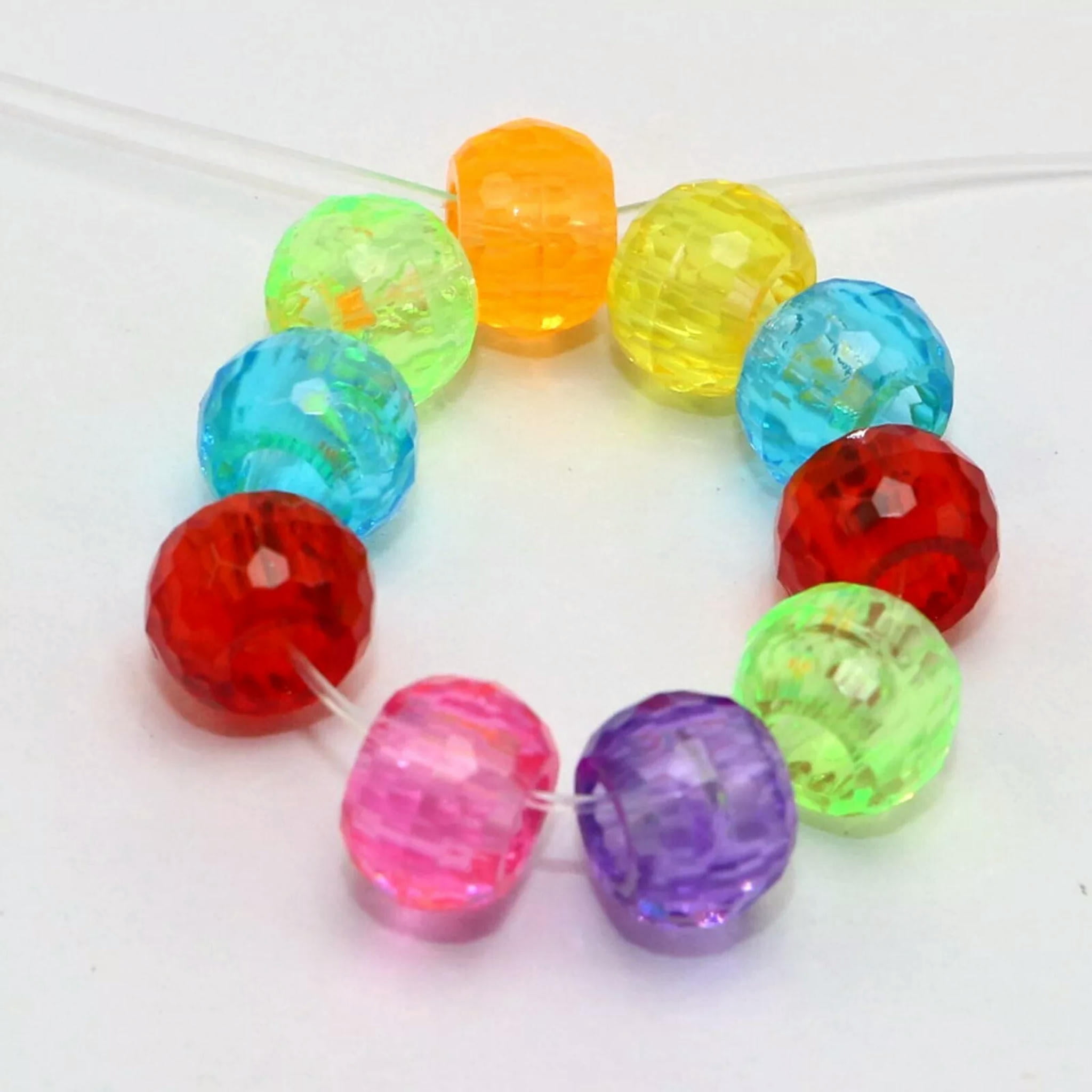 U8MO 1000 Mixed Transparent Color Acrylic Faceted Round Pony Beads 9X6mm Kids Crafts