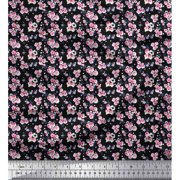 Soimoi Cotton Duck Fabric Flower Artistic Fabric Prints by Yard 42 Inch Wide