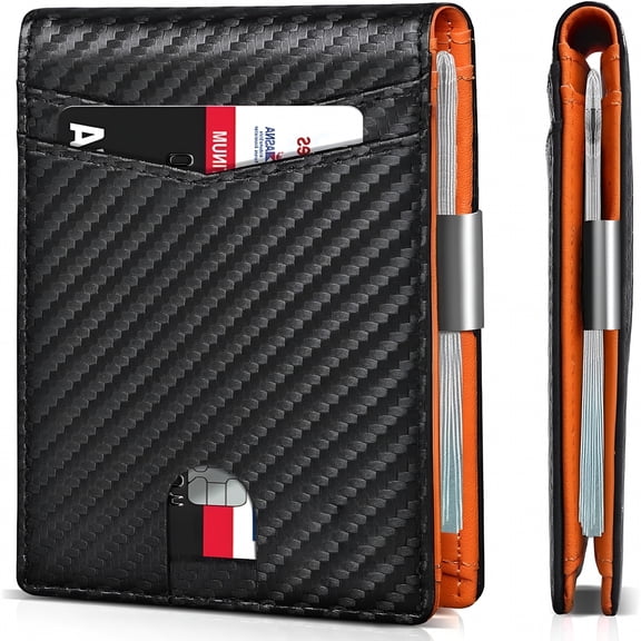 GASTROPOD Slim Wallet for Men with Money Clip, Genuine Leather RFID Blocking Credit Card Holder Bifold