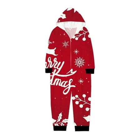 

Family Matching Outfits Christmas Fashion Print Long Sleeve Soft Comfortable Hooded Romper Home Suit Friends Party Casual Family Matching Pajamas Watermelon Red 6Y