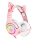 thumbnail image 1 of Sidaley Nuevo producto orejas de gato rosa linda chica auriculares para juegos con micrófono ENC reducción de ruido HiFi 7.1 canales RGB auriculares Cables de audio/vídeo Rosado USB 7.1, 1 of 1