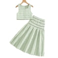 thumbnail image 4 of LIIPEE Girls Summer Outfits 2 Piece Set Kids Solid Color Ruched Sleeveless Crop Button Up Blouse A Line Pleated Skirt Cute Comfortable Breathable Casual Wear,9-10 Years, 4 of 5