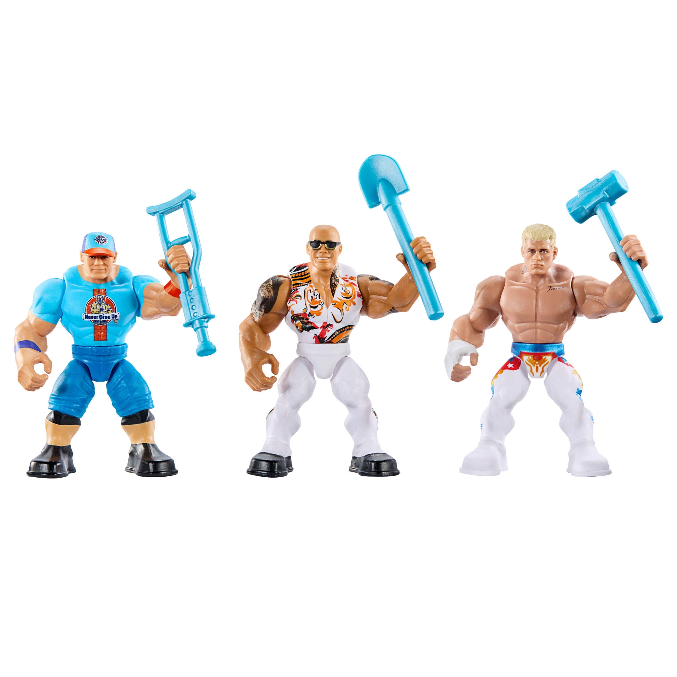 WWE Knuckle Crunchers Action Figures 3-Pack with 8 Accessories, Bone-Crunching Movement