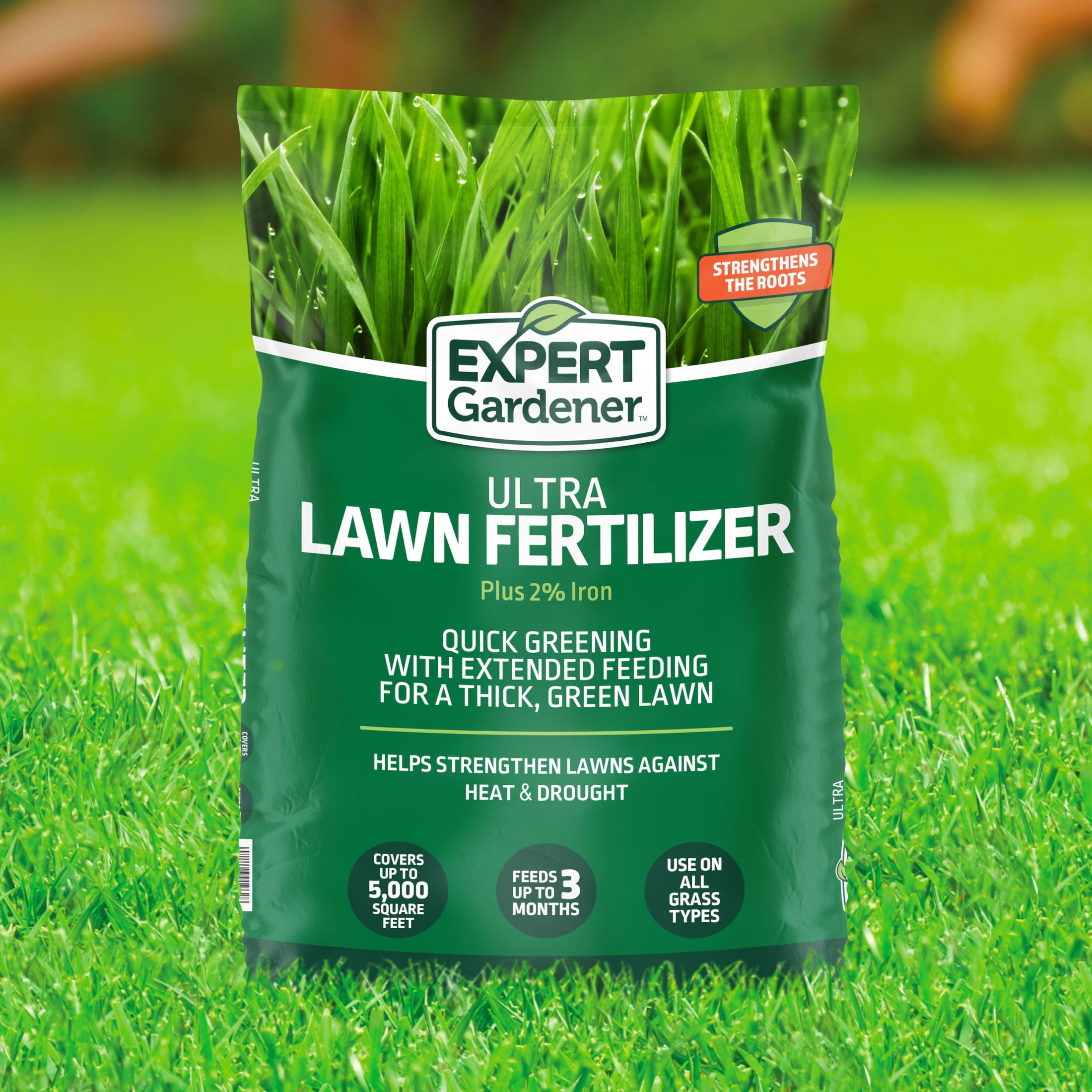 Expert Gardener Ultra Lawn Food Plus 2% Iron, 30-0-4 Fertilizer, 14 lb. - Covers 5,000 Sq. ft
