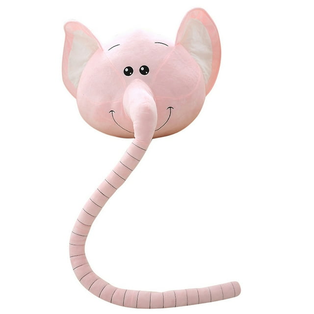 Muñeca de peluche rosa con forma de elefante de nariz larga, 45 cm