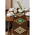 thumbnail image 2 of Brown Green Boho Burlap Cotton Table Runner 13x120 Inches Long, Vintage Southwest Abstract Geometric Farmhouse Table Runners, Outdoor Dining Tablecloths Decor for Baby Shower/Party/Wedding, 2 of 6