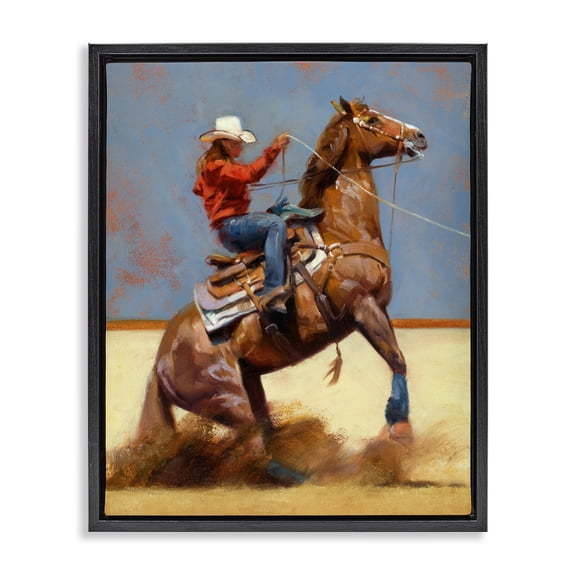 Stupell Industries Eclectic Equestrian Cowboy Black Floating Frame Canvas Art, 17 x 21, by Julie T. Chapman