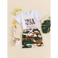 thumbnail image 4 of Aojekbee Toddler Boys Summer Shorts Sets Short Sleeve Letter Print Tops and Camouflage Drawstring Shorts Sets, 4 of 10