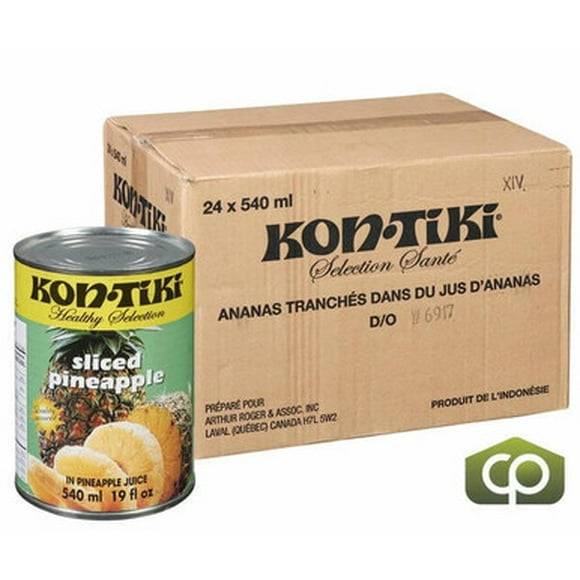 Kontiki Pineapple Sliced In Juice 540 ML/18.26 oz (24/Case) Firm Yellow Slices, Healthy and Delicious