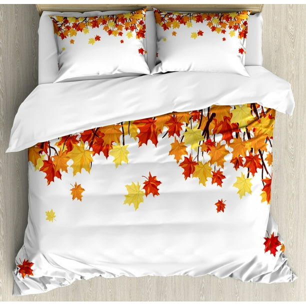  Autumn  Duvet Cover Set Fall  Season Foliage on Tree 