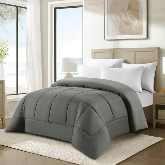 Swift Home Basic Down Alternative Comforter, All Season Hypoallergenic Cozy Comforter, Queen, Grey