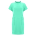 thumbnail image 4 of Kaemgyyd Womens Casual Mini Dress Soft Solid Color Short Sleeve Crew Neck T-Shirt Dresses Oversized Tunic Dress with Pockets, 4 of 7