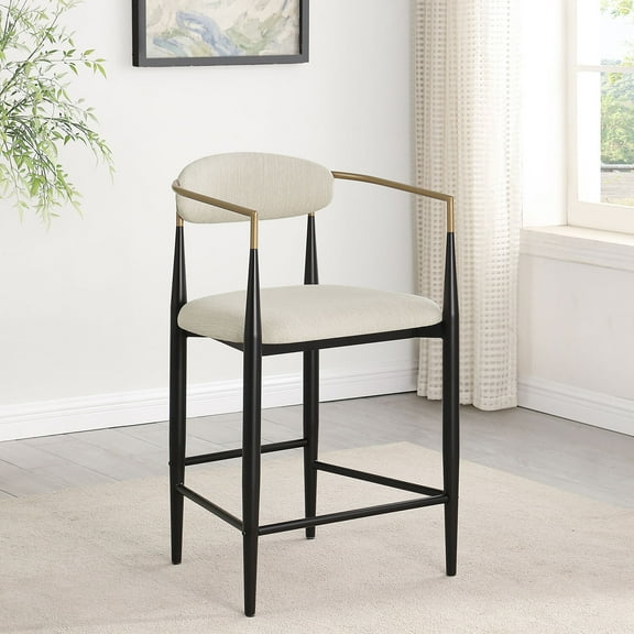 Dining Chairs Kirkham Beige Fabric Upholstered Counter Chair (2 of Set),Wooden Dining Chairs