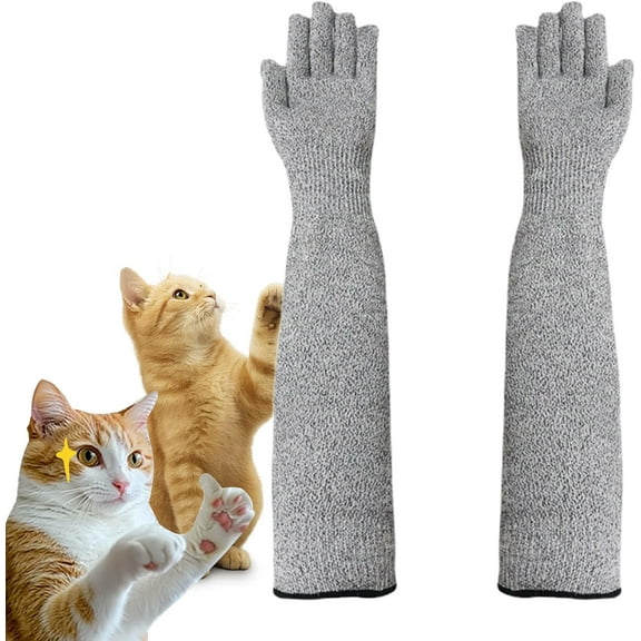 Pet Handling Gloves – 16" Extra-Long Kevlar Cat Grooming Arm Sleeves, Anti-Scratch & Bite Resistant Protective Sleeves for Bathing & Nail Trimming (1 Pairs)