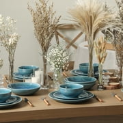 Stone Lain Riley 32-Piece Dinnerware Set Stoneware, Service for 8, Blue