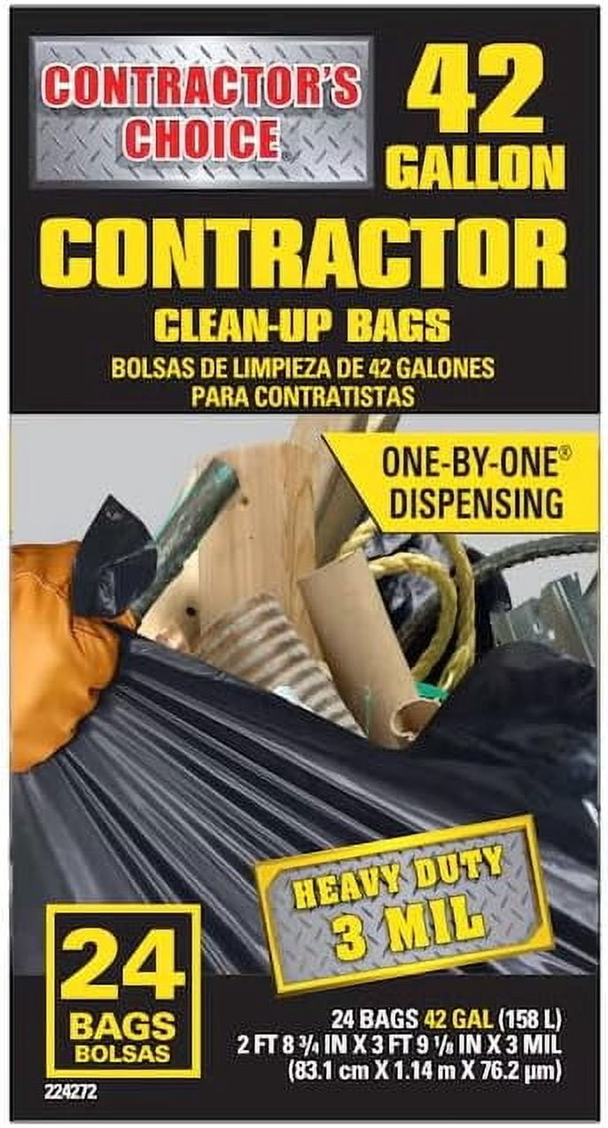 Contractor 42-Gallons Black Outdoor Plastic Construction Flap Tie Trash Bag (24-Count)