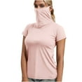 thumbnail image 2 of Fanxing Womens Turtleneck Short Sleeve Face Mask Tops Casual Loose Fitting Blouses Plain T-Shirts Women's Athletic Base Layers Pink,S, 2 of 8