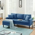 thumbnail image 2 of Sectional Sofa Left Hand Facing,with 2 Pillows,Navy Blue,Fabric,3-seater:77.16” x 28.74” x 35”H, 2 of 5