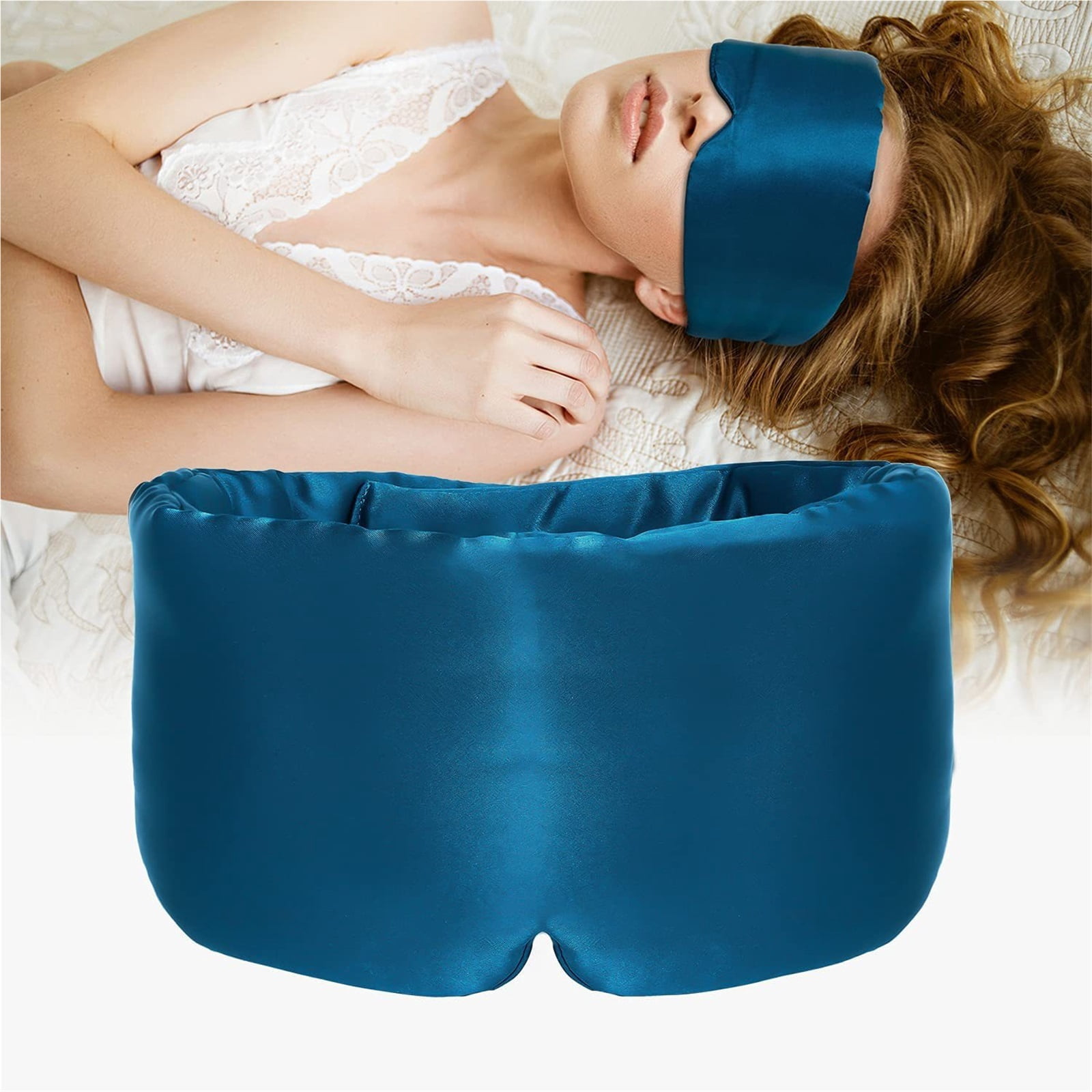 100% Mulberry Silk Sleep Mask, Large Eye Cover for Sleeping, Comfortable and Pressure-Free Sleeping Masks for Women Men, Completely Blackout