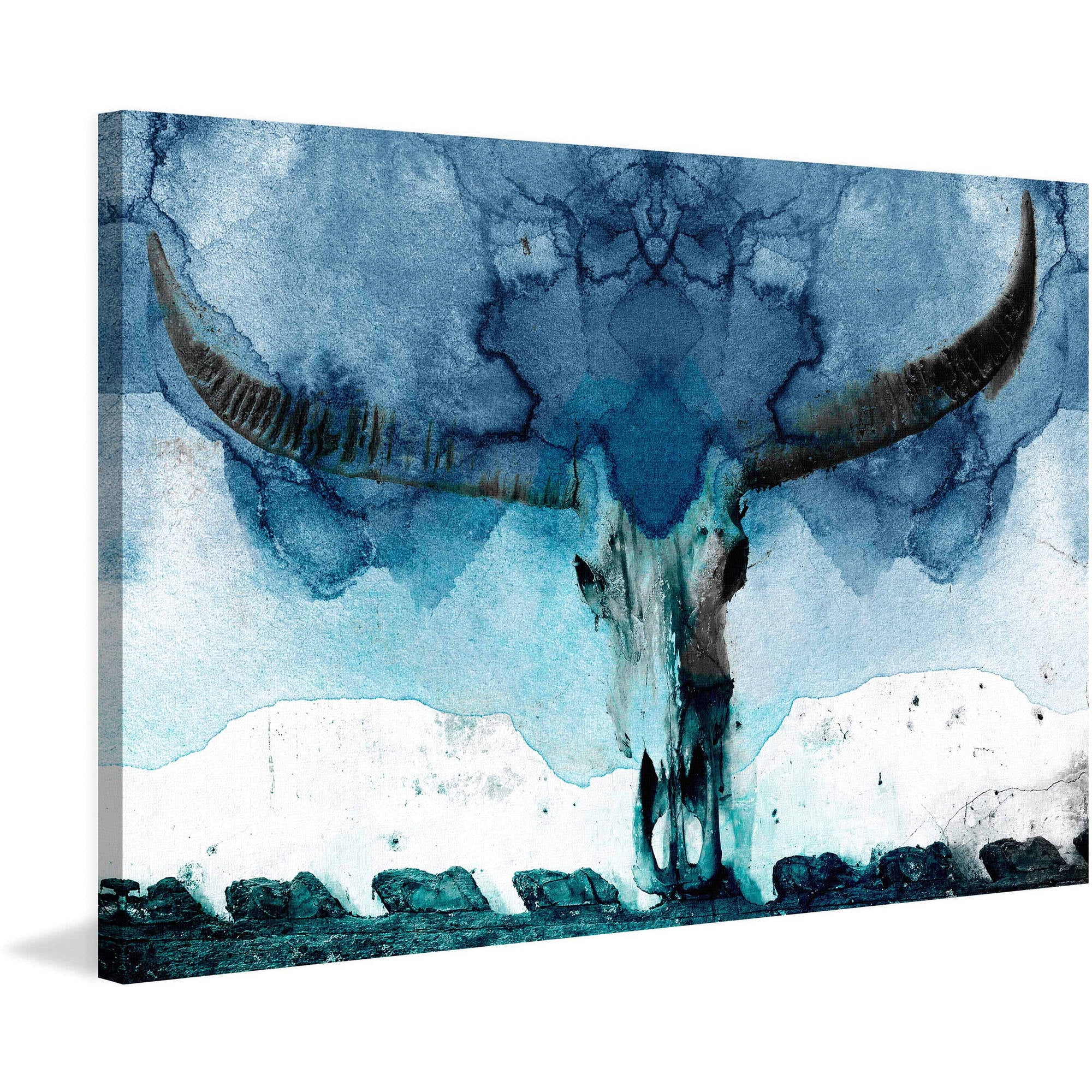 "Horned Blue" Painting Print on Wrapped Canvas