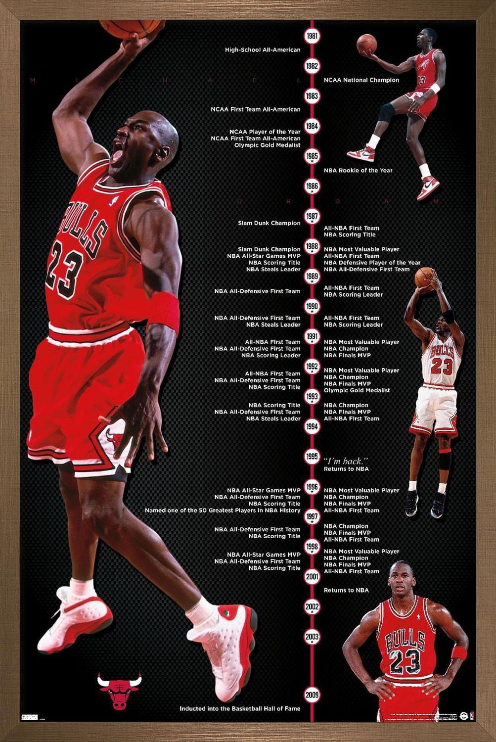 Michael Jordan - Timeline Wall Poster, 22.375" x 34" Framed