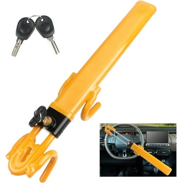 Steering Wheel Lock, Heavy Duty Anti-Theft Car Device with Double Hooks Design for Enhanced Vehicle Protection, Adjustable Length Locking for Cars Trucks Vans, and SUV
