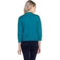 thumbnail image 4 of Cielo 1985 Women's Open Bolero Cardigan Sweater - cropped 3/4 sleeves lightweight - By The Simply Fashion darkgreen XL, 4 of 6