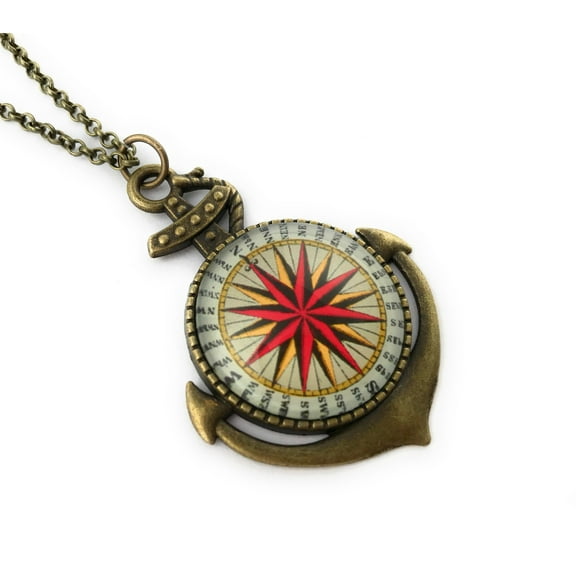 Compass Rose Anchor Pendant Necklace For Women - Made in the USA