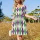 thumbnail image 4 of Vestido de manga corta con rombos de Mardi Gras, vestidos elegantes, vestidos de fiesta para mujer, ropa de mujer, vestido de verano, 4 of 7