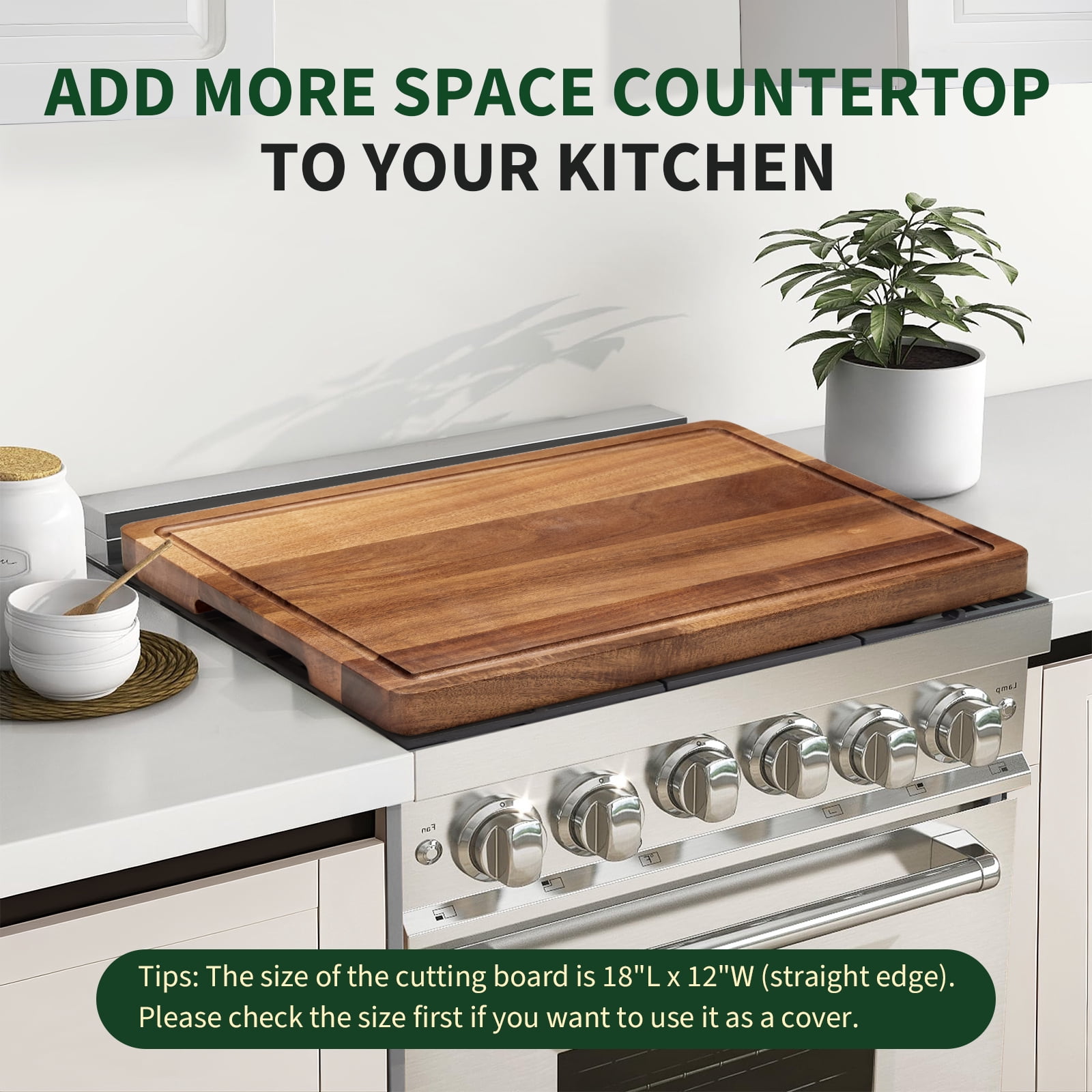 18X12 Inch Acacia Wood Cutting Board– Extra Thick Butcher Block with Deep Juice Groove, Pre-Oiled, Convenient Handles – Large Wooden Chopping Board for Meat, Vegetables, Cheese