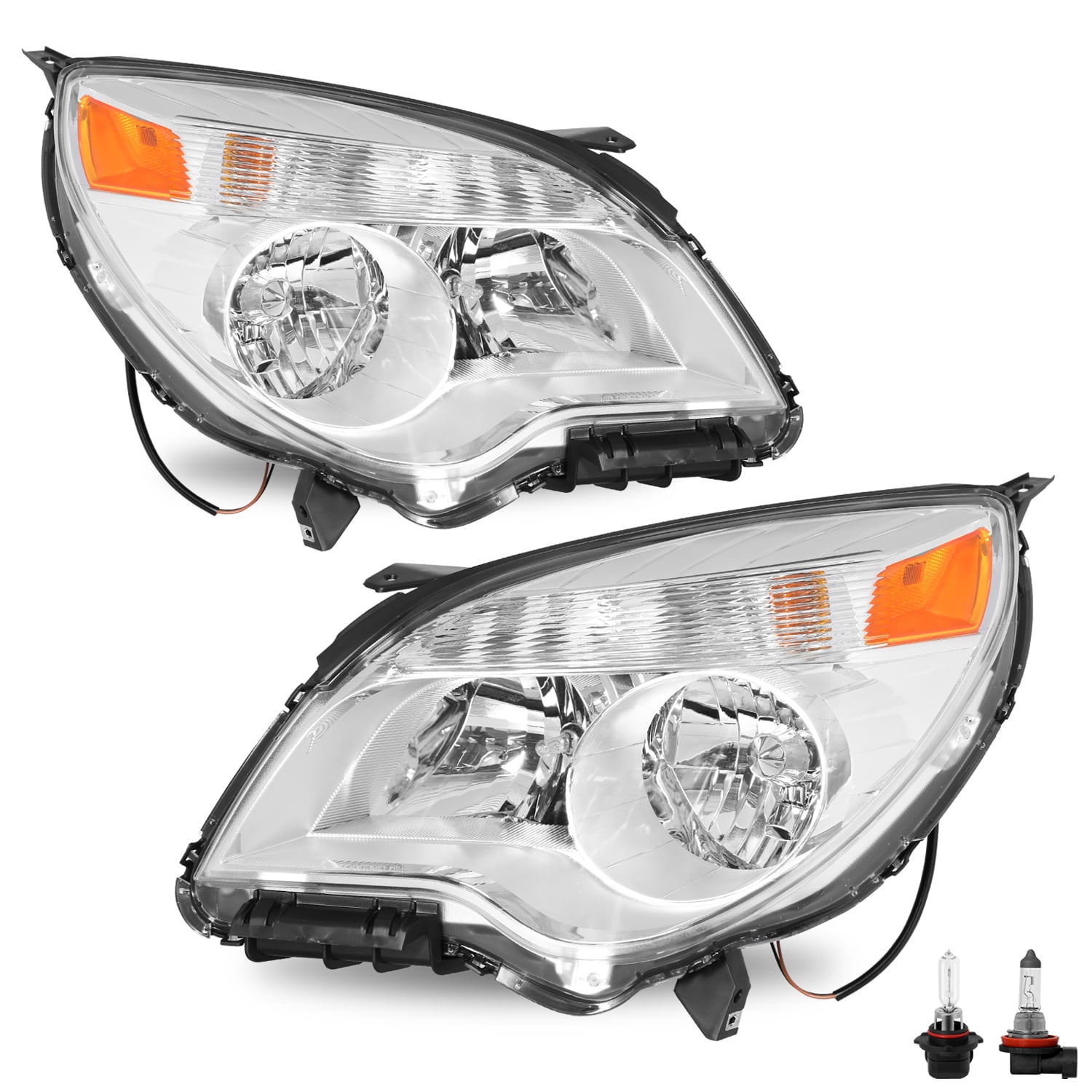 For 2010-2015 Chevy Equinox LS / LT Halogen Chrome Headlights Pair W/ bulbs