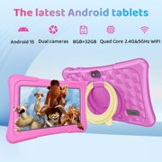 Kids Tablet, 7 inch Android 15 Tablet for Kids, 8GB+32GB 1TB Expand, Quad-Core Toddler Tablets with Shockproof Case, BT5.0, Wifi5, Parental Control, Games, Dual Camera