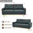 thumbnail image 2 of Aukfa 68" Small Sofa Couch Comfy Mid Century Modern Loveseat Sofa for Living Room Bedroom, Green Gray, 2 of 10