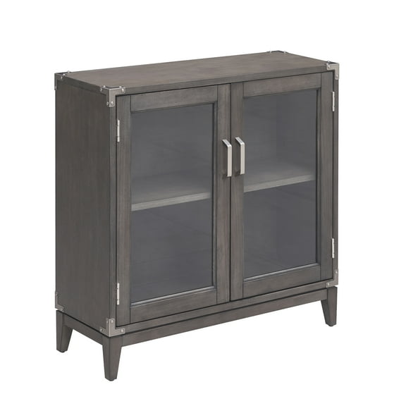 Leick Home Beckett Wood Foyer Cabinet, Anthracite/Pewter