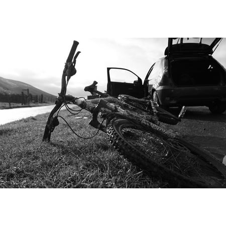 Canvas Print Mountain Wales Moel Arthur Bicycle Stretched Canvas 32 x
