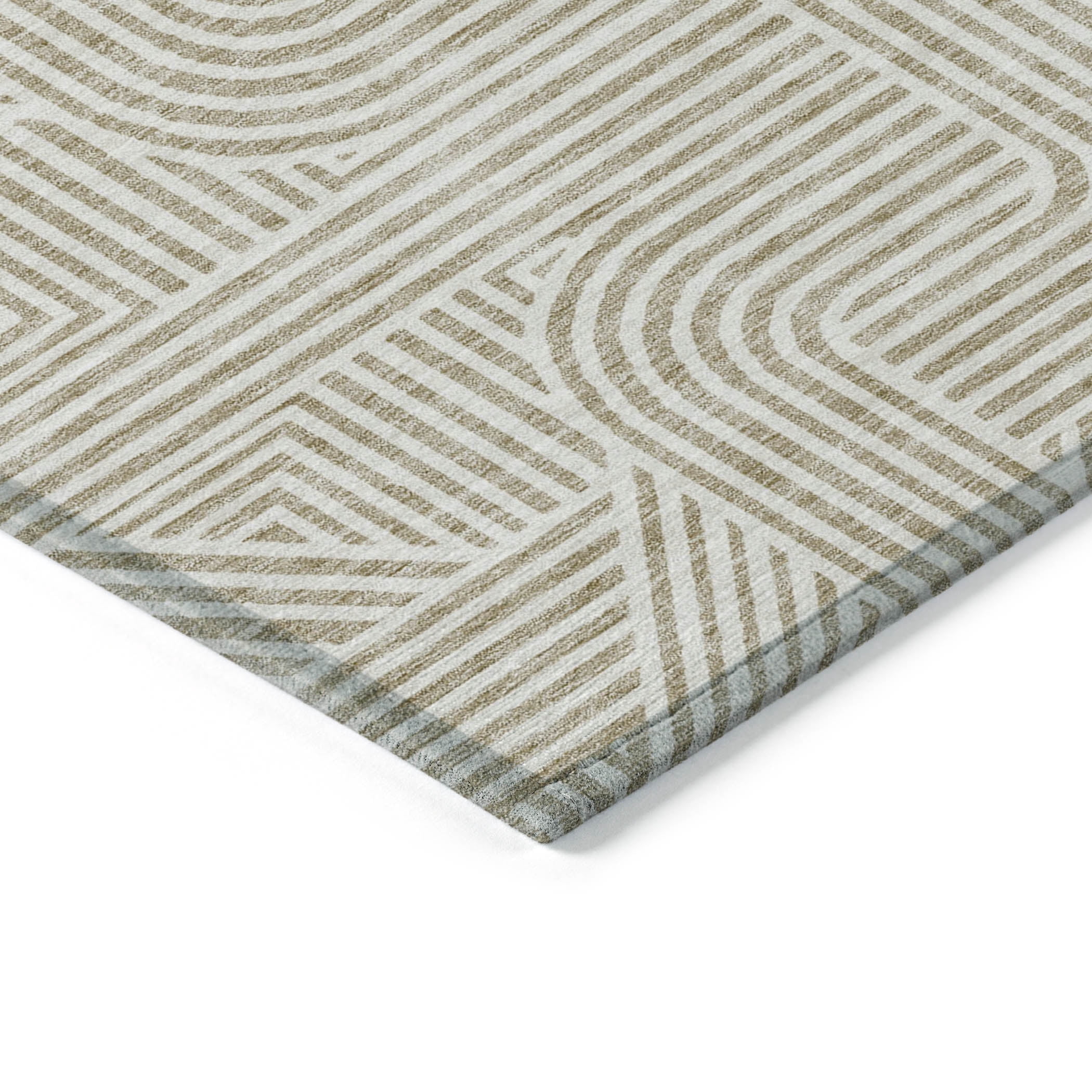 Addison Rugs Chantille Indoor/Outdoor Transitional Lines Beige Washable Rectangle Rug, 8' x 10'