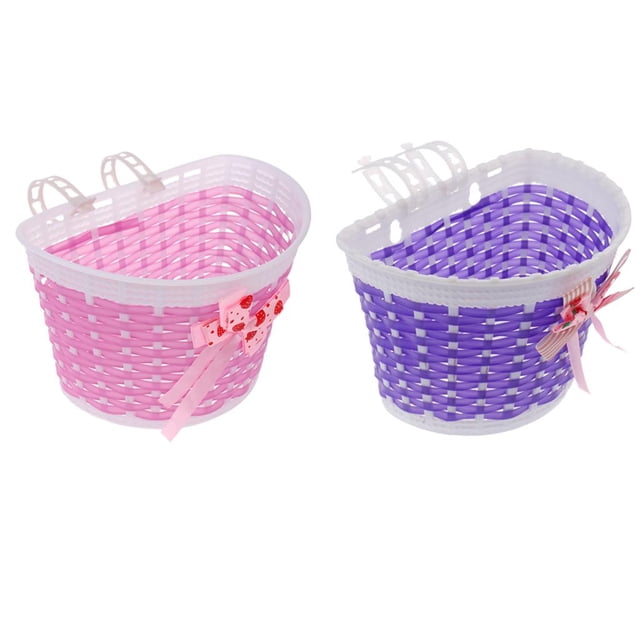 Almencla 2 Pcs Girl Front Basket Plastic For Front / Handlebar Mountable Basket