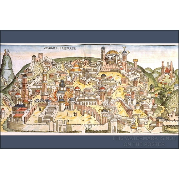 24"x36" Gallery Poster, Hartmann-schedel DESTRVCCIO-IHEROSOLIME 1493 1-1460x750