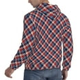 thumbnail image 6 of Daiia Red Blue Checked for Men's Fashion Hoodies & Sweatshirts with Kangaroo Pocket Hooded Sweatshirt Breathable & Moisture Wicking-3X-Large, 6 of 7