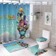 thumbnail image 1 of Fuera del nido-theme 4-Piece Shower Curtain Set with Rugs, Waterproof Bathroom Decor Set Includes Bath Mat, U-Shaped Rug, Toilet Lid Cover and Curtain with Hooks, 1 of 6