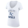 thumbnail image 2 of Women's G-III 4Her by Carl Banks White Kansas City Royals Super-Slim Fit Lightweight Team Logo Graphic V-Neck T-Shirt, 2 of 5