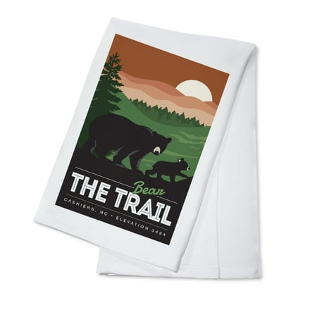 

Cashiers North Carolina Bear the Trail (100% Cotton Tea Towel Decorative Hand Towel Kitchen and Home)