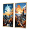 thumbnail image 3 of Designart "Yellow Blue City Prague Popart II" Prague Framed Wall Art Set Of 2 - Yellow Cityscapes Framed Canvas Set For Living Room Decor, 3 of 7