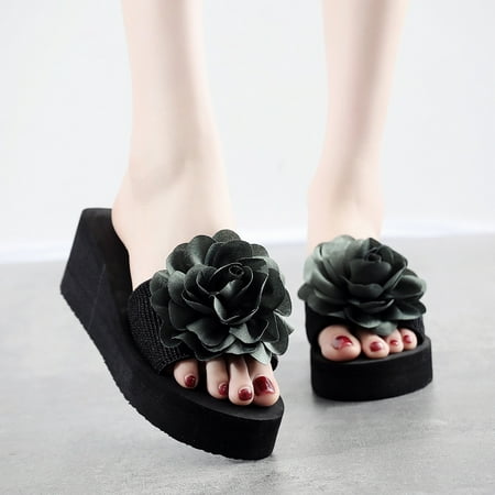 

SUODUI Women s Slippers Women s Ladies Bohemia Flower Home Outdoor Wedges Beach Shoes Sandals Slippers Army Green 7