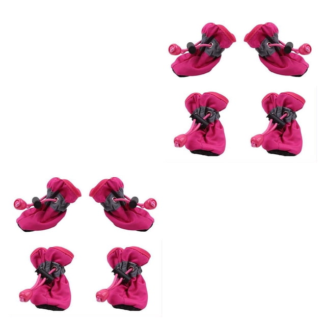 Methold 4 Uds. De zapatos para mascotas, botas para la lluvia y la nieve, para perros grandes y pequeños, para todo tipo de clima, accesorios rosa roja 4 2piezas